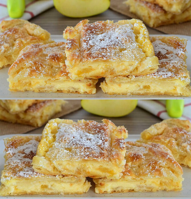 Jablečné pudinkové řezy, které se vždy povedou