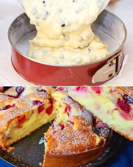 Rychlý třešňový koláč s vanilkovým pudinkem