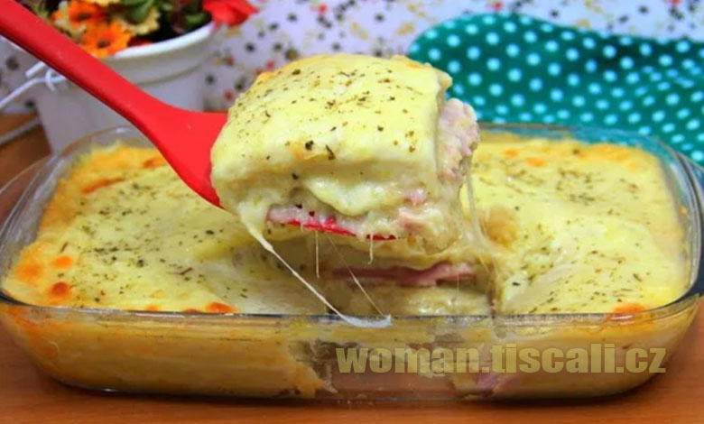 Bramborový nákyp plněný šunkou a sýrem: Výborný oběd z jedné mísy, který si všichni pochvalují !