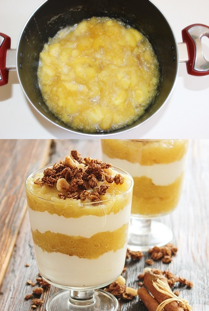 Dezert z pečeného jablka ve sklenici