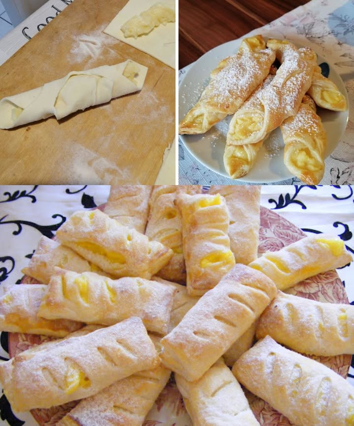 Jsou hitem: tyčinky z listového těsta s vanilkovým pudinkem