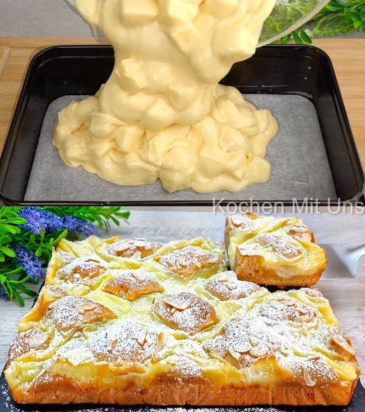 Každý kousek se rozplývá na jazyku, jablečný koláč s vanilkovým pudinkem — návykové!