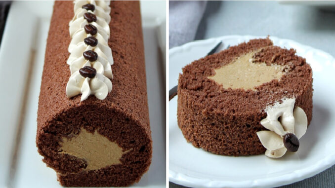 Moka roláda. Tento elegantní a lahodný dezert je ideální pro všechny milovníky kávy
