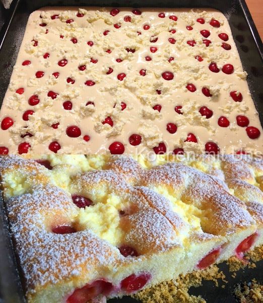 Tvarohový třešňový koláč připravený k pečení za 5 minut