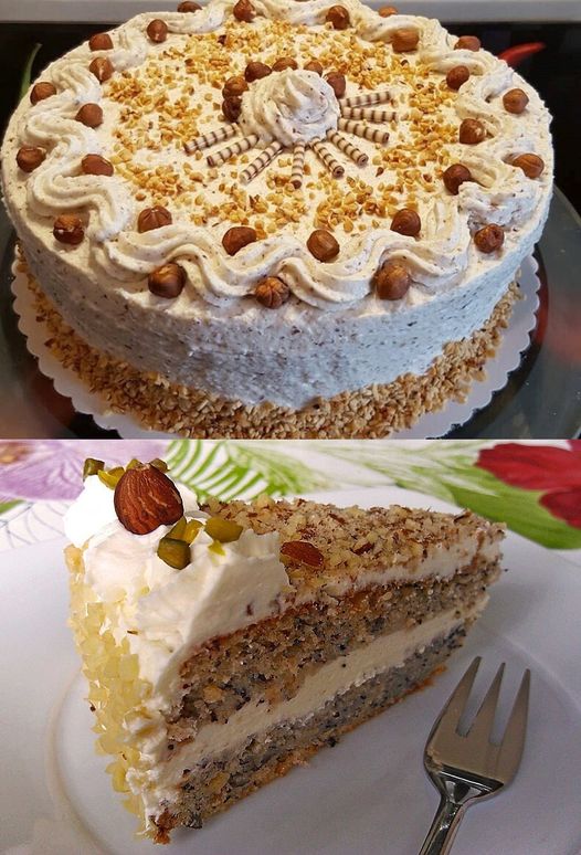 Smetanový ořechový dort se 220 g ořechů – návykovost zaručena
