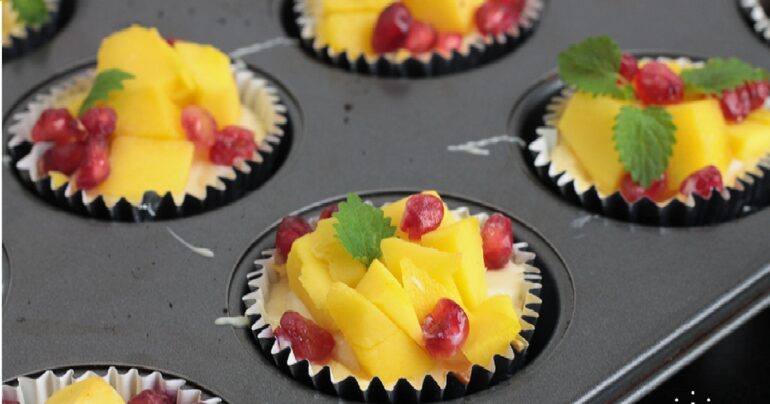 Tvarohové muffiny s mangem a granátovým jablkem: Vypadají super a chutnají výborně !