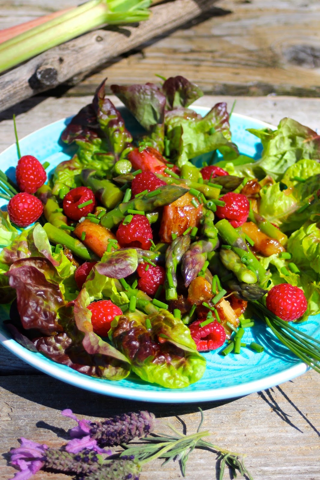 Salát z rebarbory a chřestu