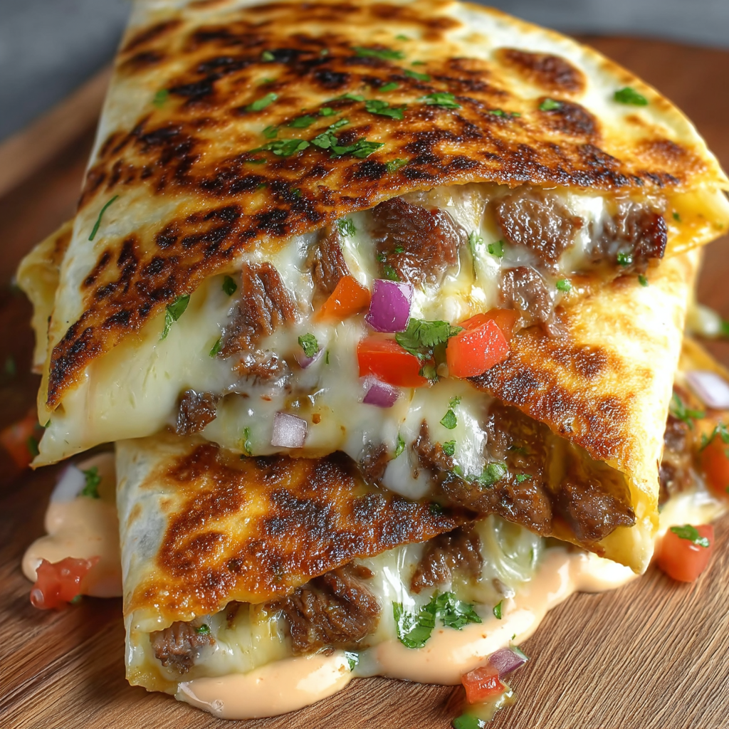 Sýrem zapečené steakové quesadillas