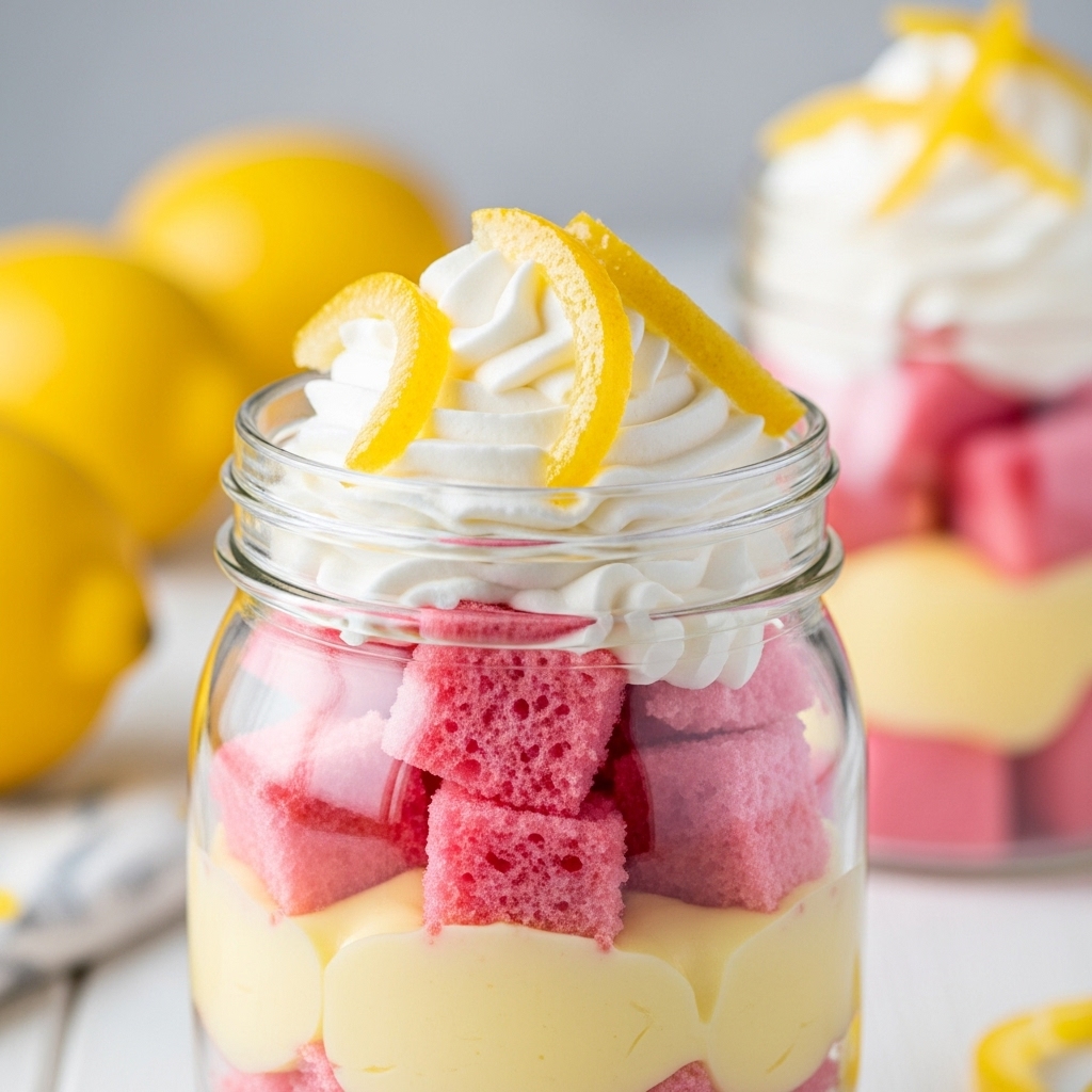 Růžový citronový cupcake ve sklenici