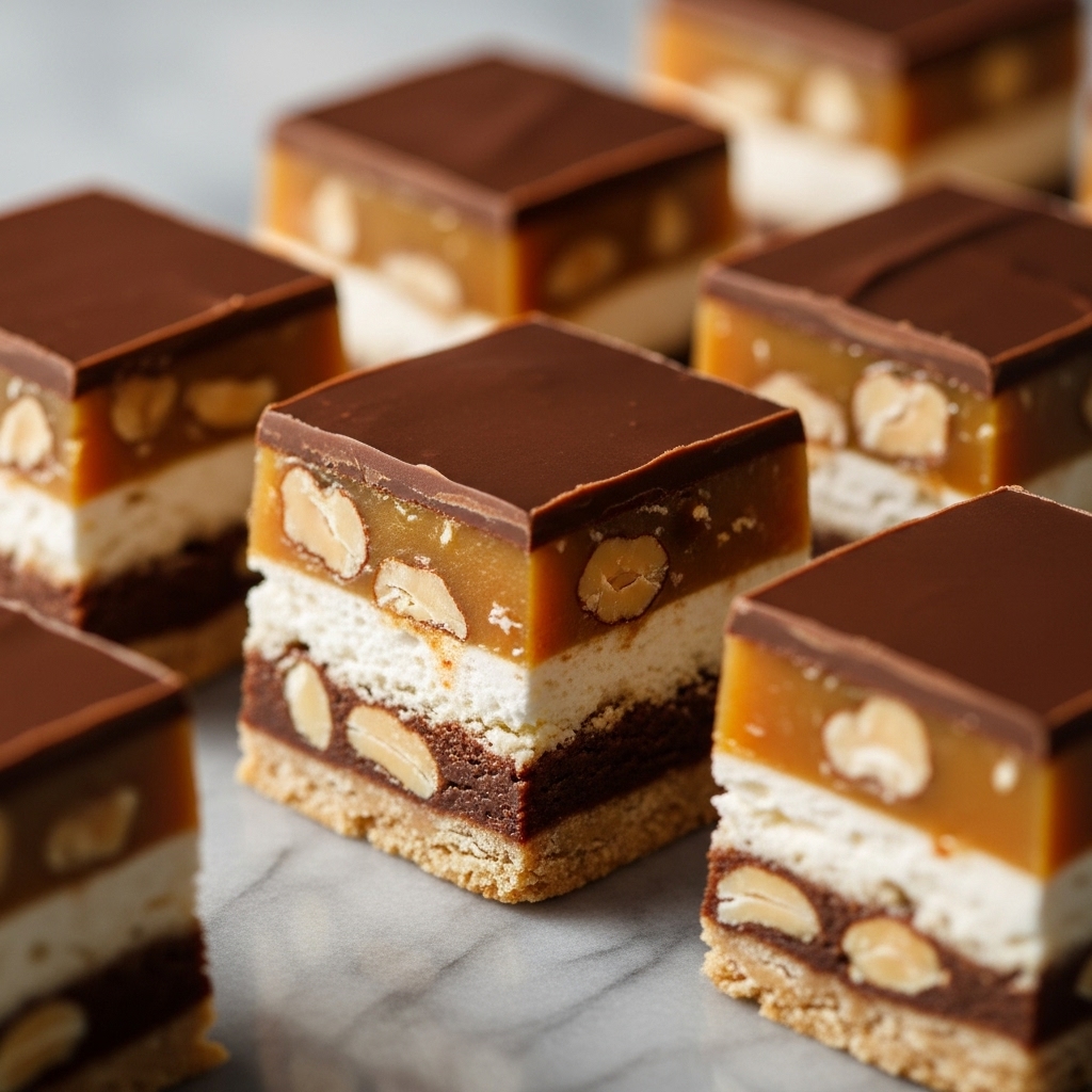 Tyčinka s karamelovo-oříškovou náplní a vrchní vrstvou čokolády