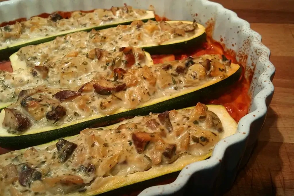 Plněné cukety s houbami a čerstvým sýrem