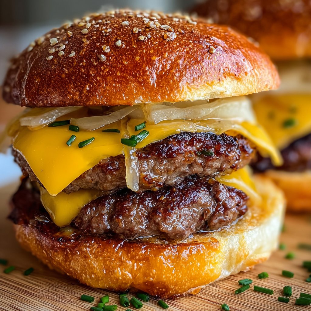 Burger s karamelizovanou cibulí