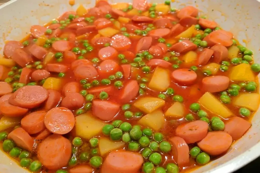 Rychlý hrnec s vídeňskými párky: barevný, zdravý a chutný obědový pokrm