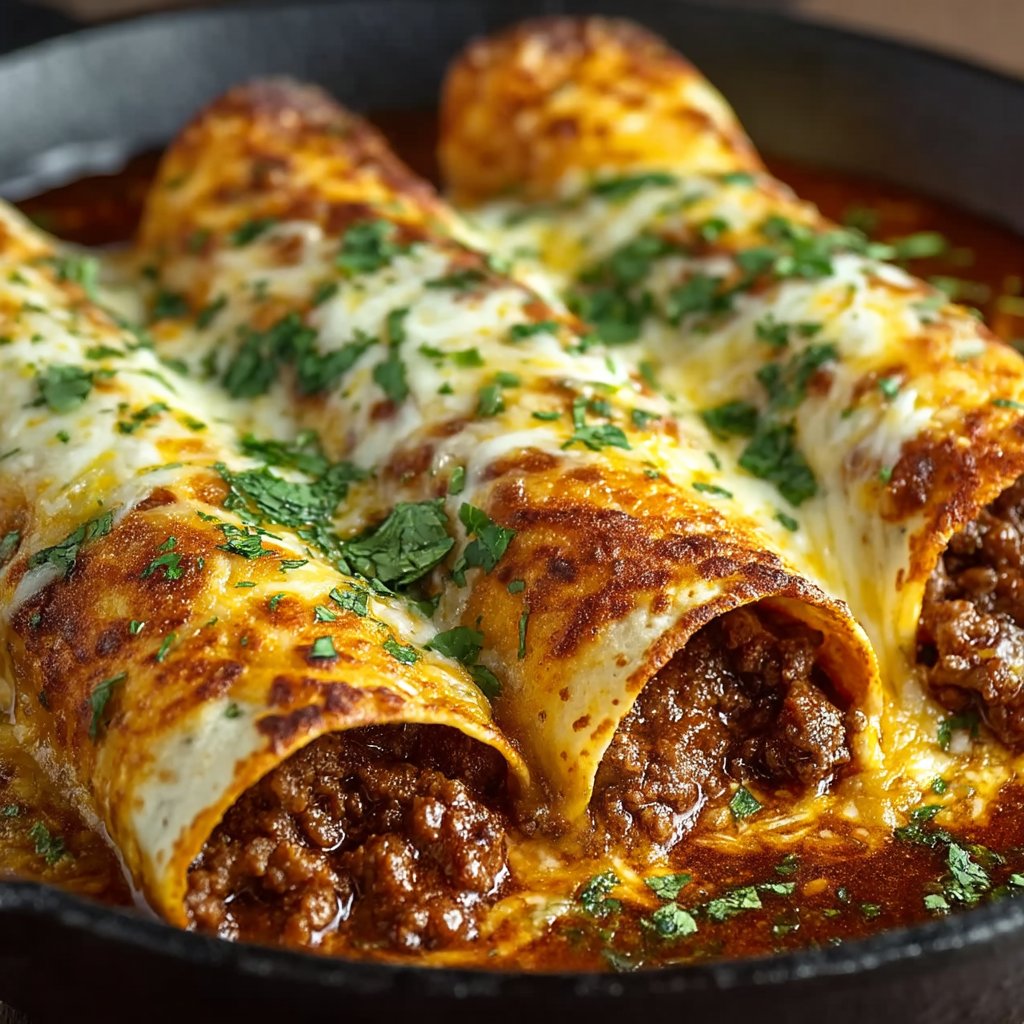 Hovězí enchiladas s červenou omáčkou