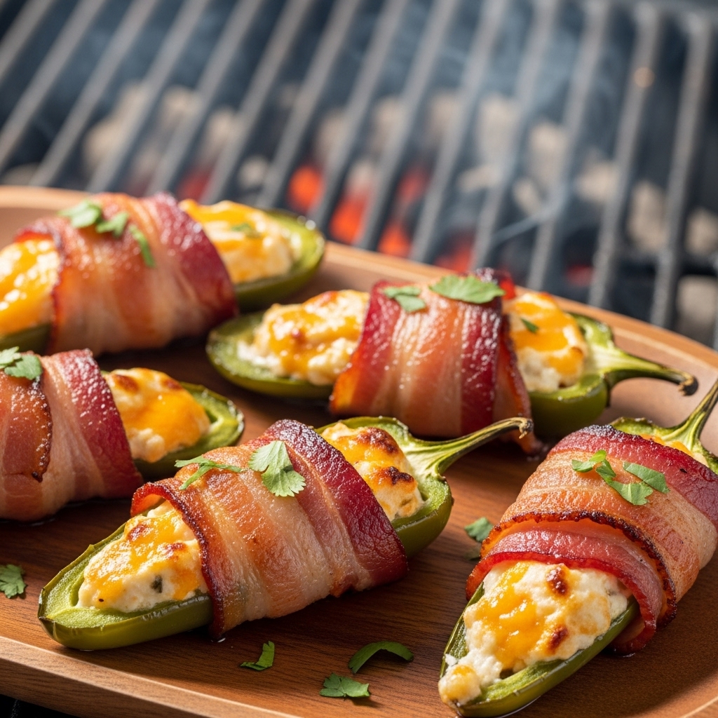 Plněné jalapeños s čerstvým sýrem a slaninou