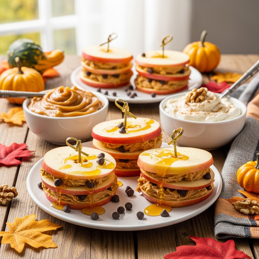 Jablečné sendviče se třemi druhy dipů