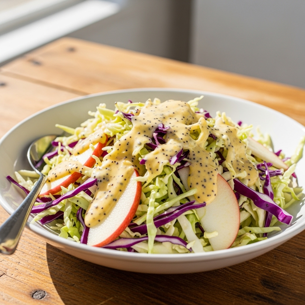 Mohn-medový dresink s jablečným zelím