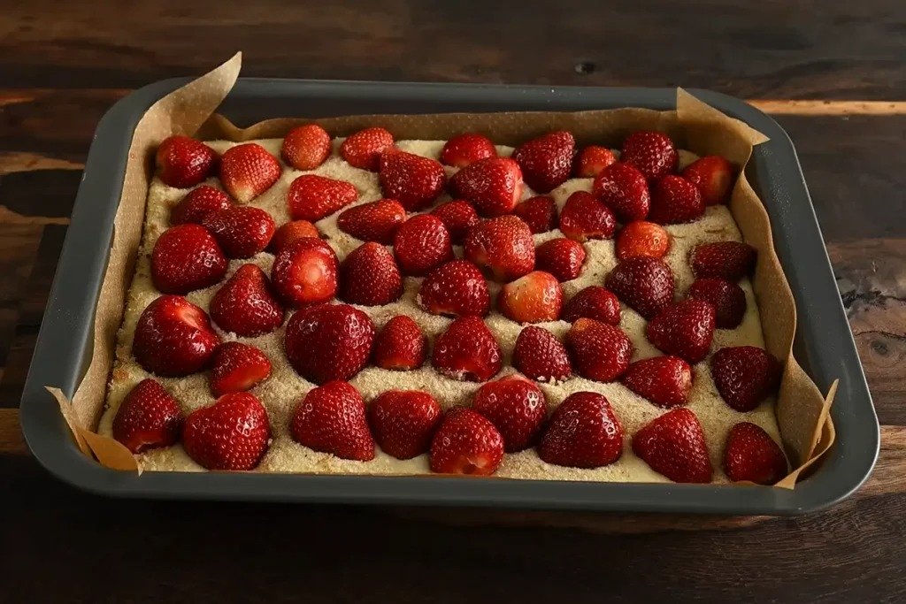 Recept na jahodový plechový koláč