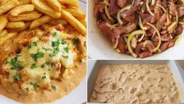 Zapečené gyros s metaxovou omáčkou na večeři