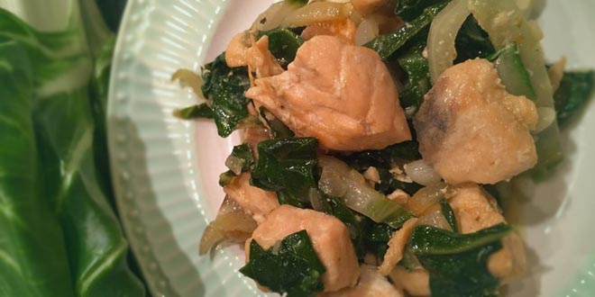 Nízkosacharidová pánvička s mangoldem a lososem