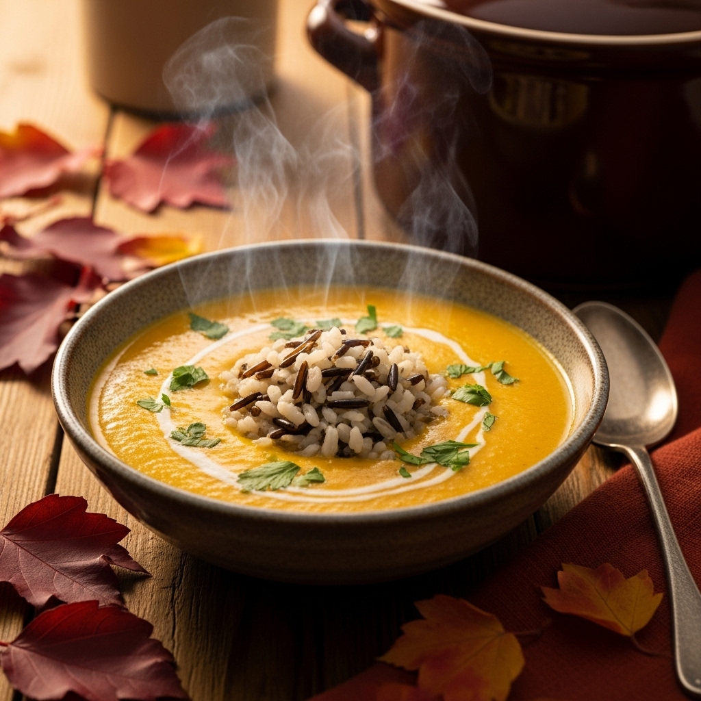 Dýňová polévka s divokou rýží