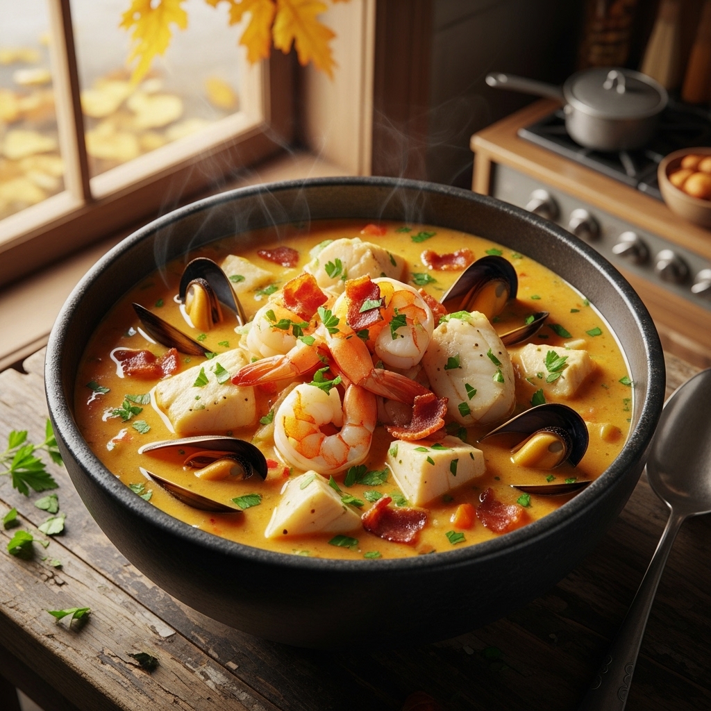 Cajun-tří rybí chowder