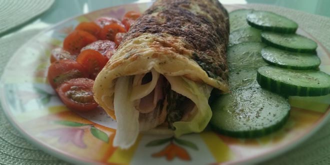 Nízkosacharidové snídaňové wrapy (pro 2 vejce)