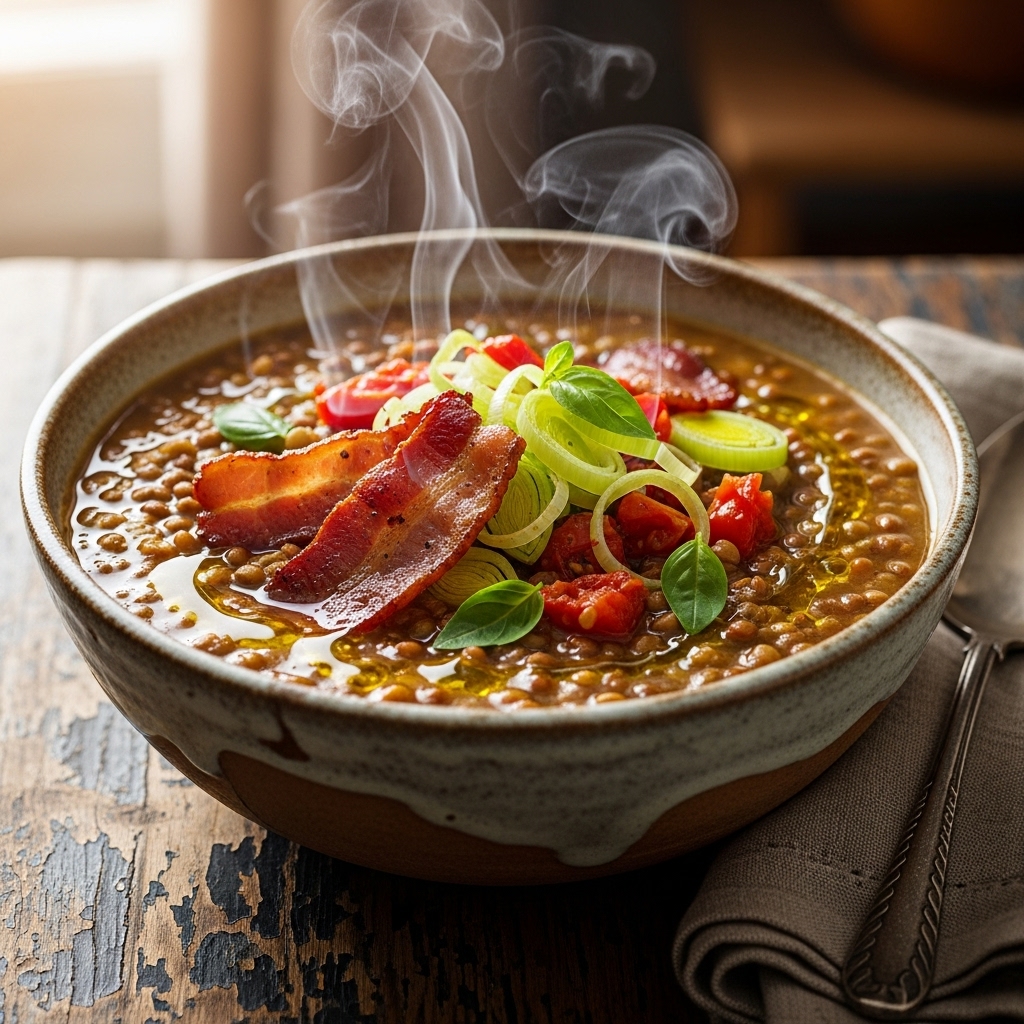 Čočková polévka III (s uzeným)