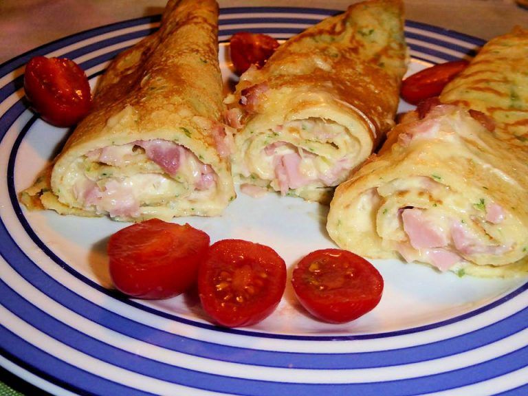 Pikantní palačinky se šunkou a sýrem