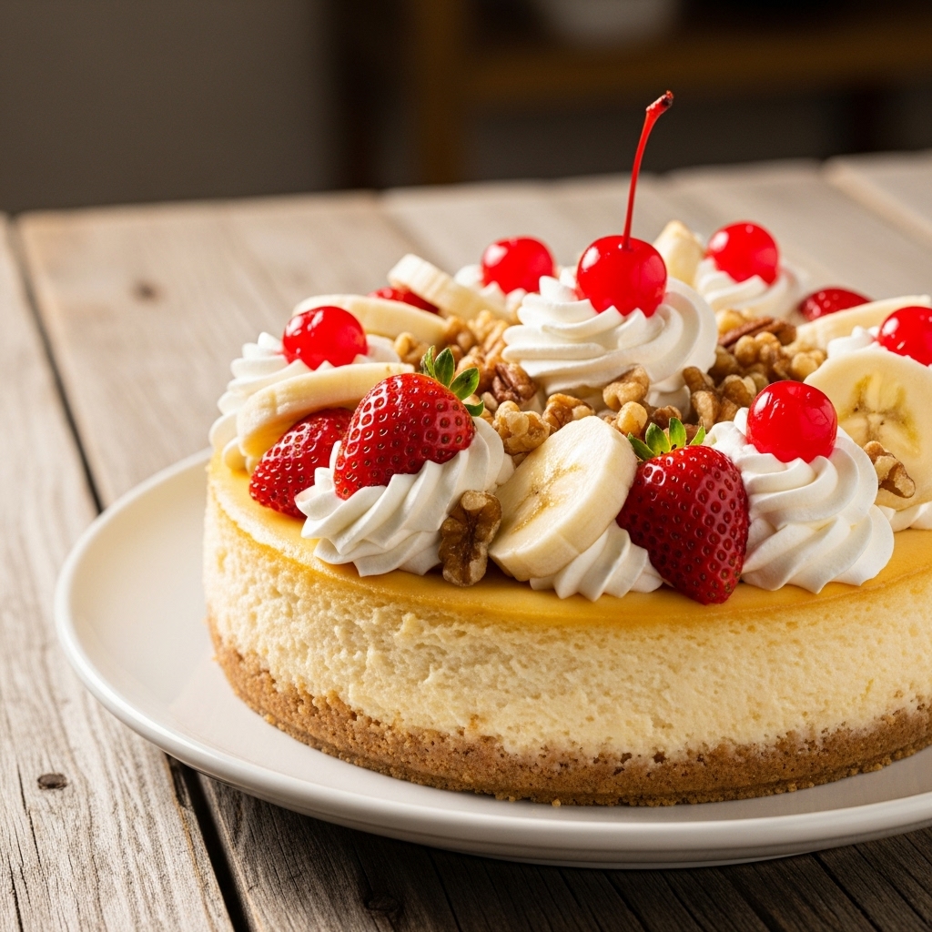 Banánový splitový cheesecake