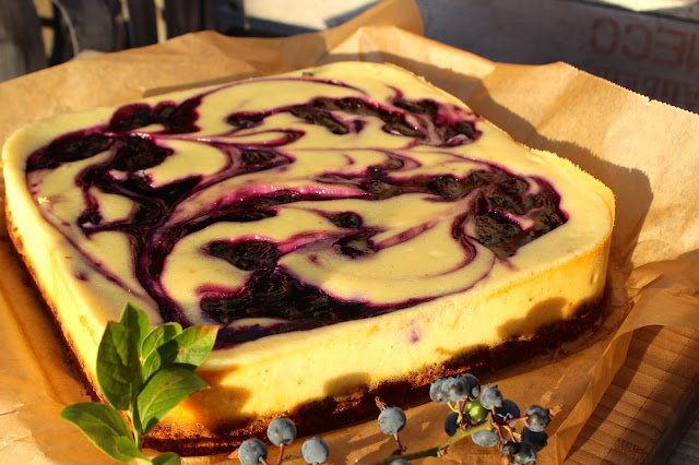 Borůvkový swirl cheesecake