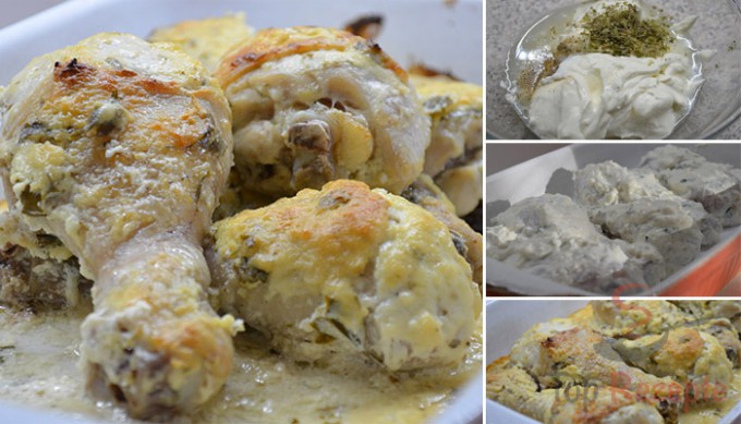 Kuřecí stehna marinovaná v kysané smetaně, česneku a bylinkách