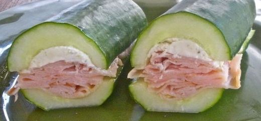 Šunkové okurkové jednohubky