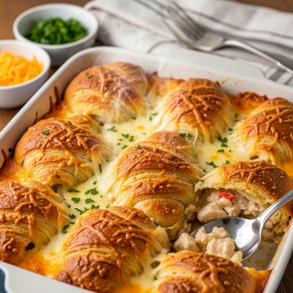 Zapečené kuřecí croissanty