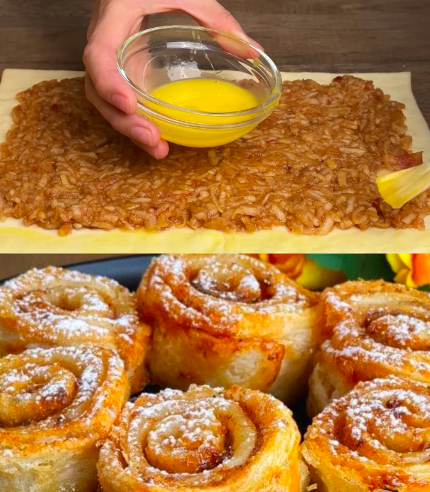 Wenn Sie Blätterteig haben, reiben Sie einfach 2 Äpfel und staunen Sie