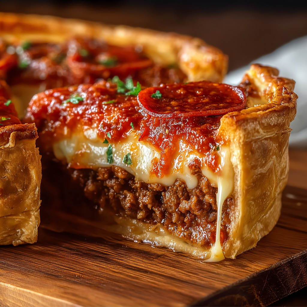 Hluboký hamburský koláč s klobásou a papričkou