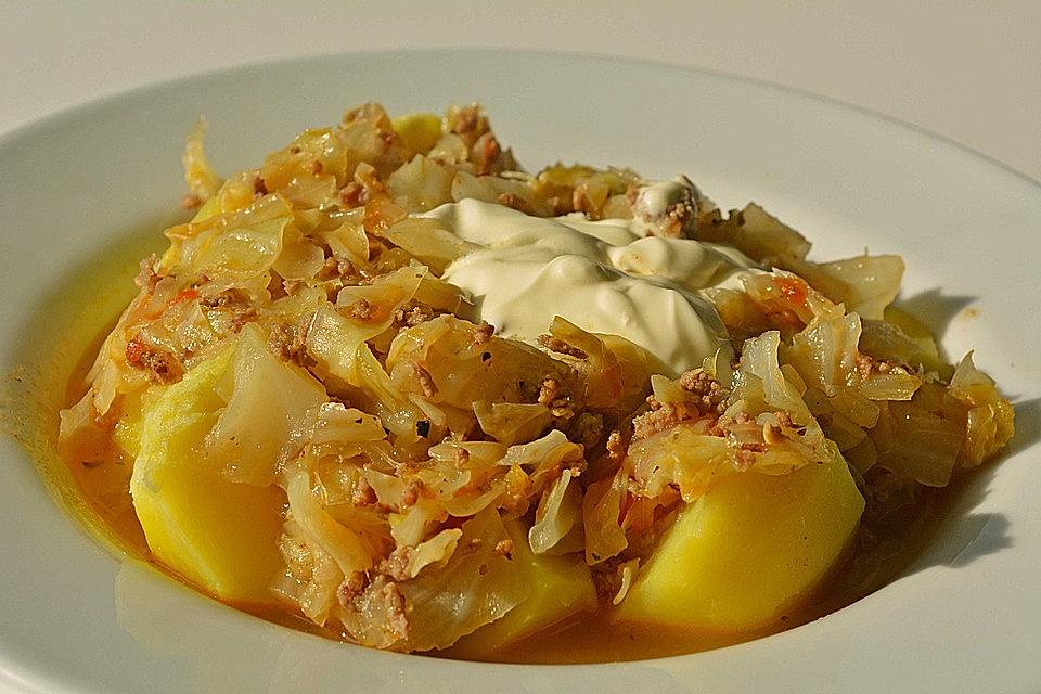 Kohl s mletým masem – dušené jídlo