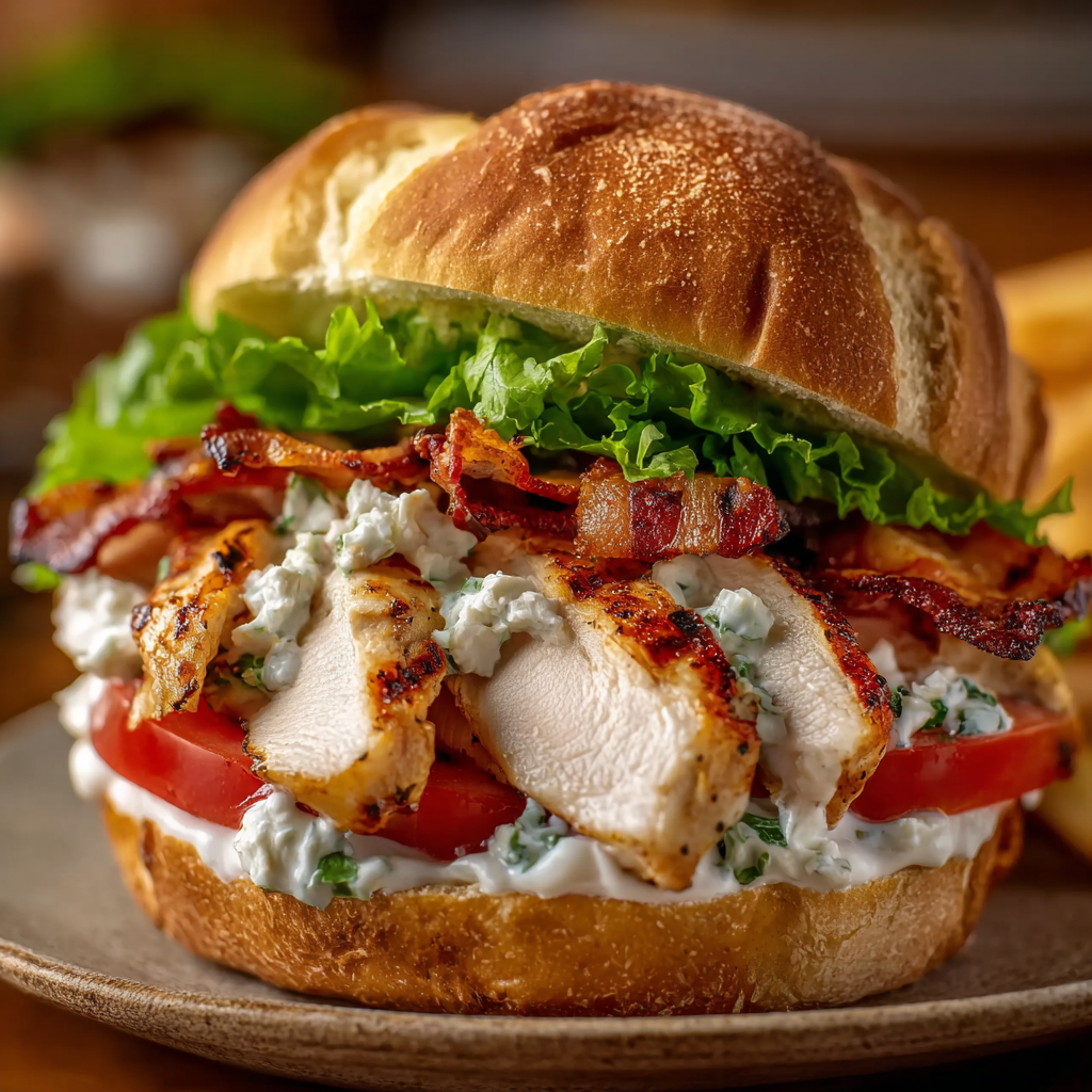 Sekané kuřecí slaninové ranchové sendvič