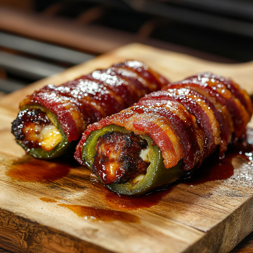 Texas Twinkies – Mit Brisket & Käse gefüllte Jalapeños, umwickelt mit Bacon