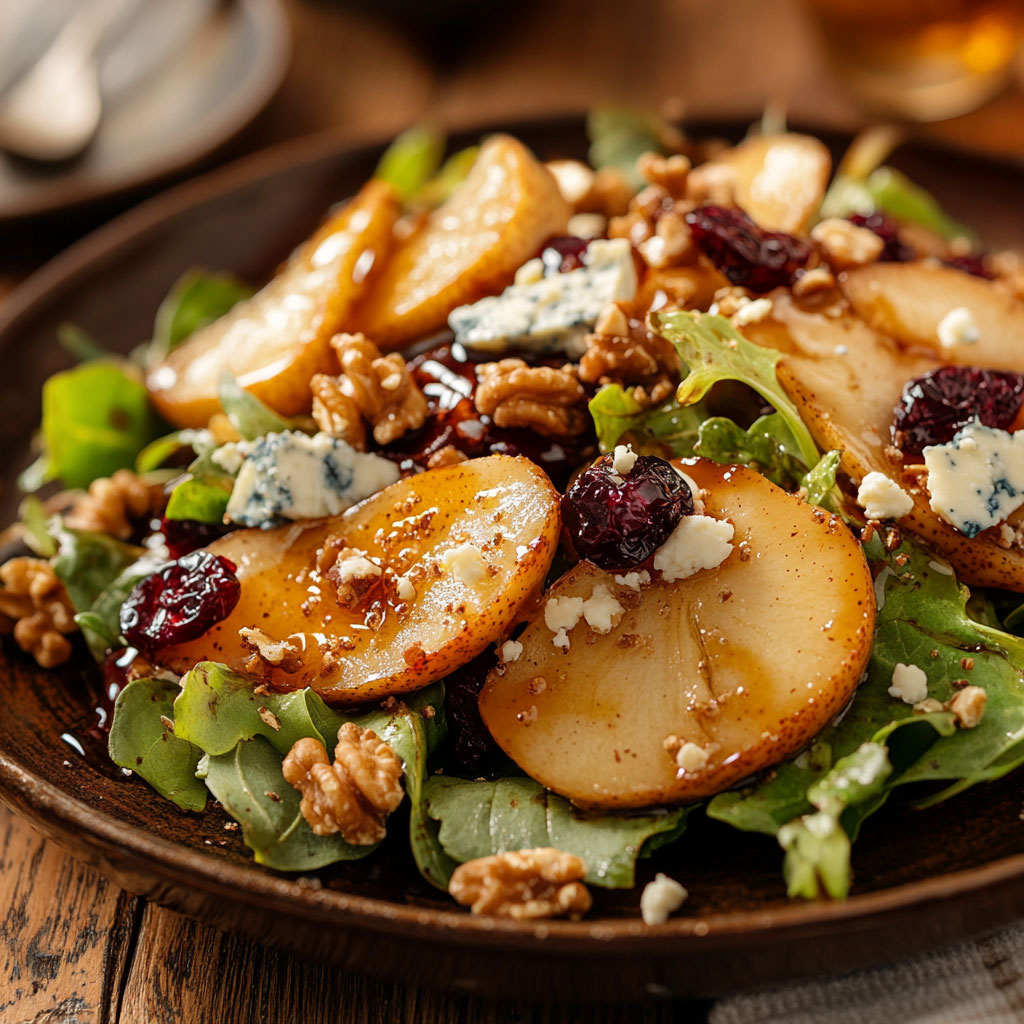 Karamellisierter Birnen-Blaukäse-Salat