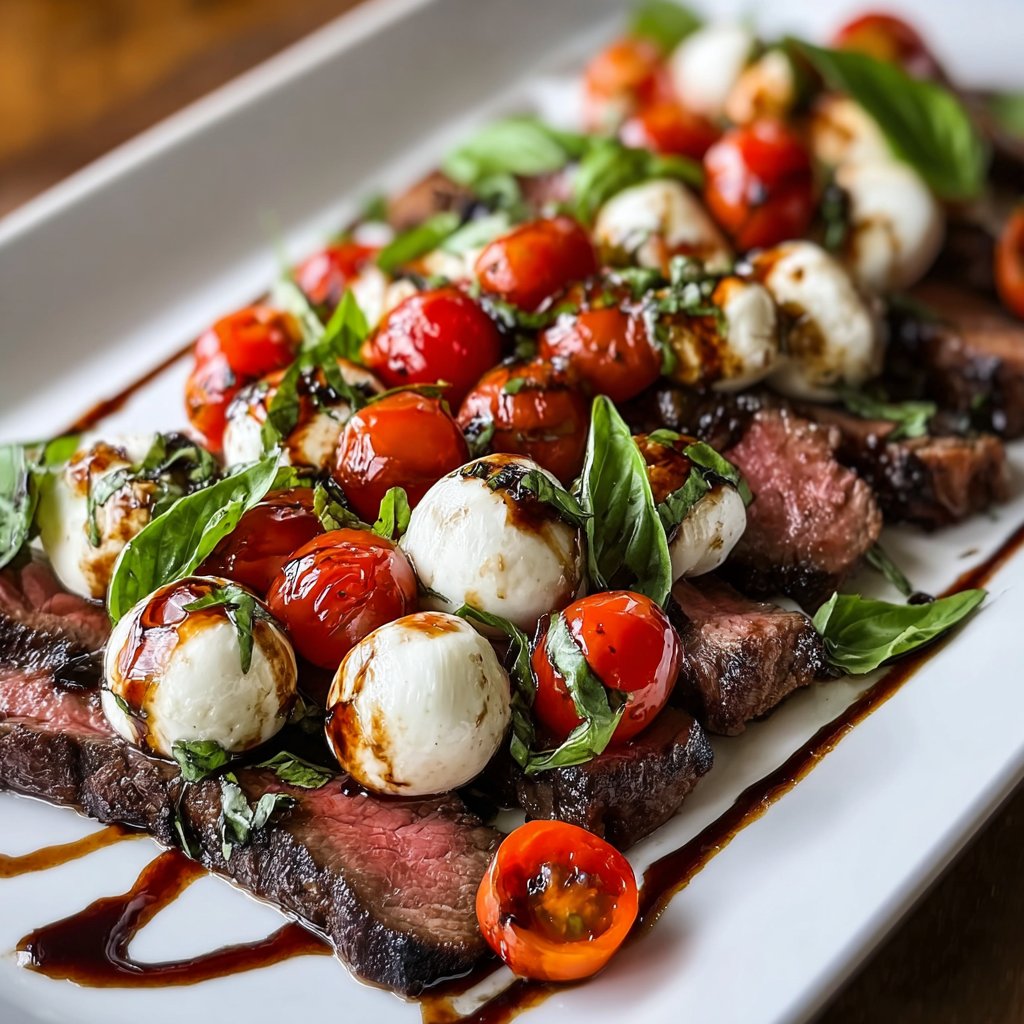 Balsamico-Caprese grilovaný flank steak