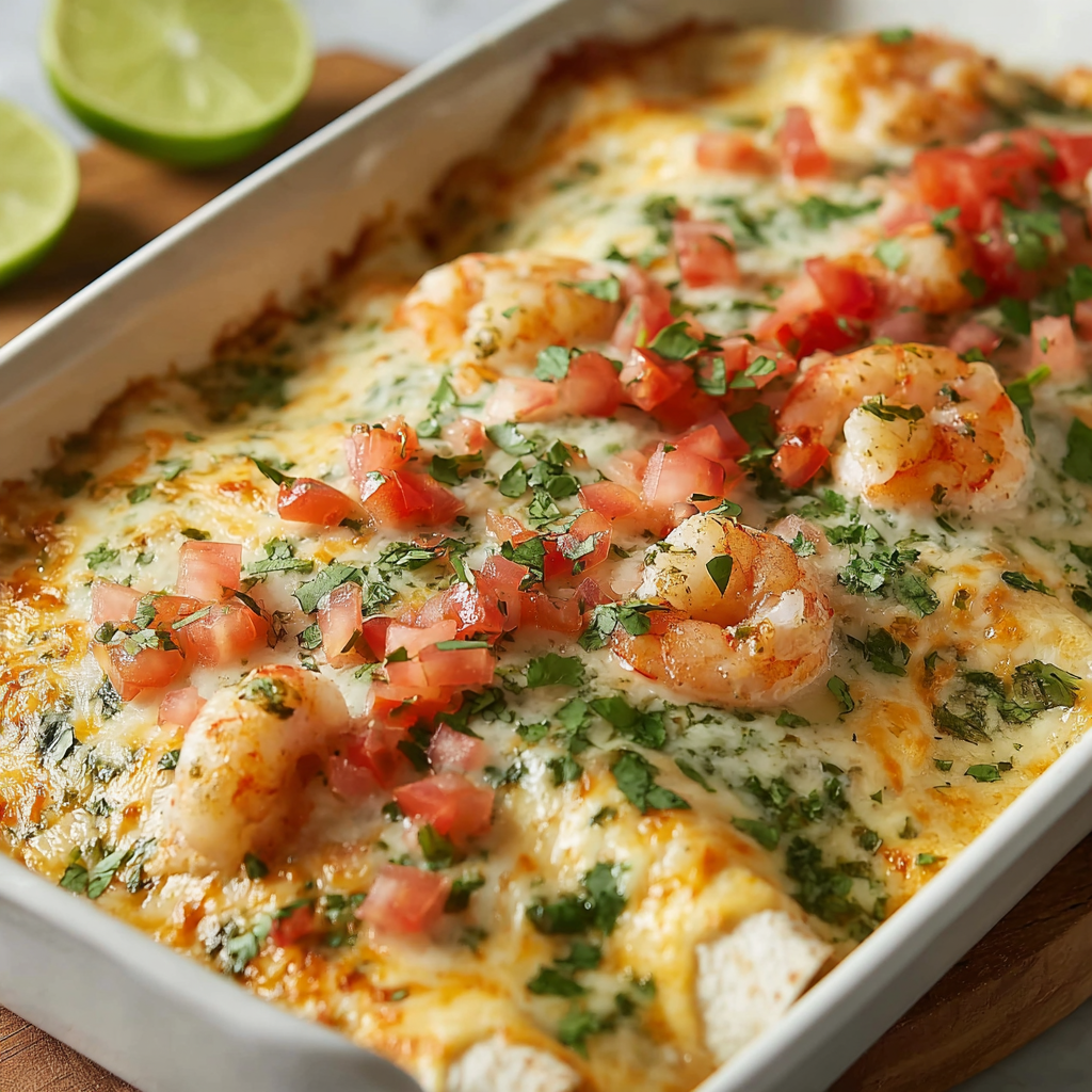 Krevetové Enchiladas s krémovou smetanovou omáčkou – Šťavnaté, pikantní a vydatné