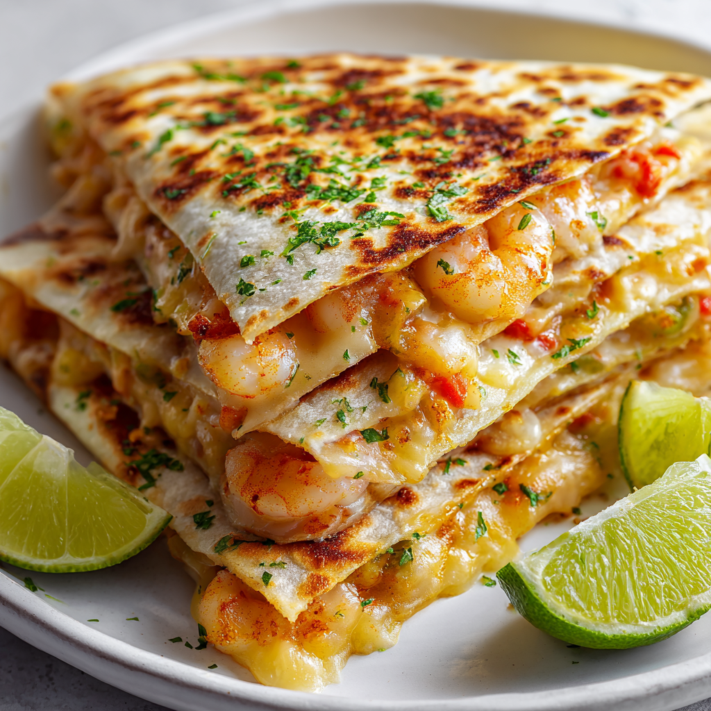 Šťavnatá Quesadilla s Krevetami a Rozteklým Sýrem