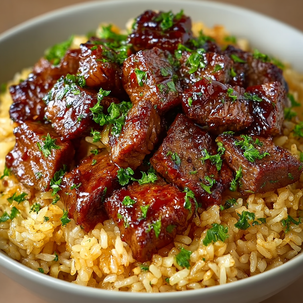 Krémový medovo-BBQ stejk s rýží