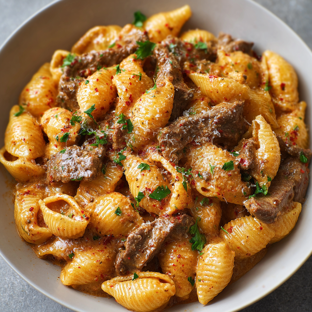 Krémové těstoviny s paprikovým steakem – Krémová pochoutka s uzenou paprikou