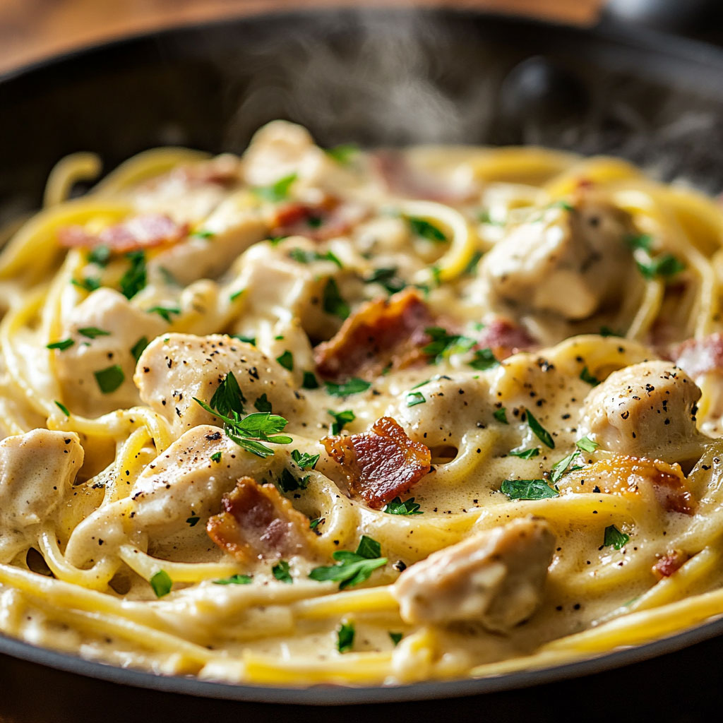 Lazy Day Hähnchen-Carbonara aus der Pfanne