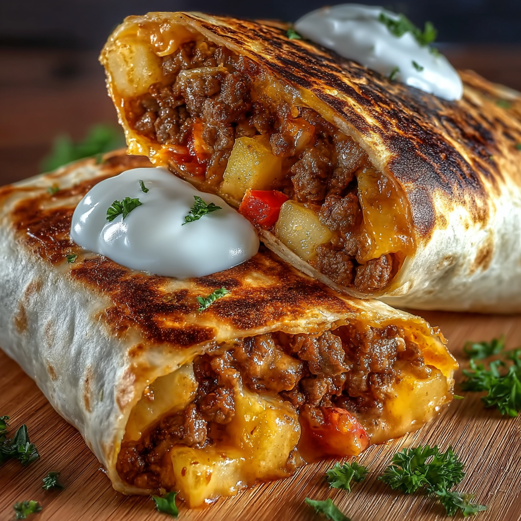 Sýrovo-hovězí-bramborové burritos