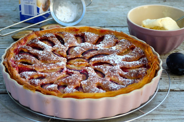 Švestkový koláč s tvarohovým krémem