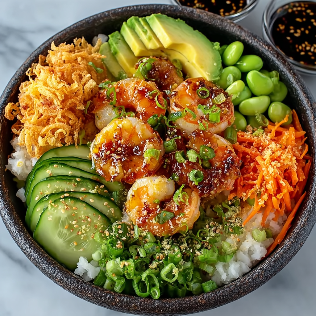 Krevety Poke Bowl