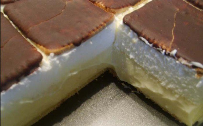 Krémové řezy s máslovými sušenkami, bez pečení